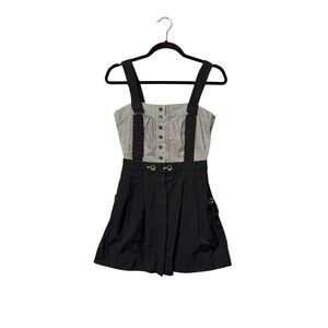 Jorya Weekend Pinafore Dress Button Front Size 6 Black White 90s Rachel Green